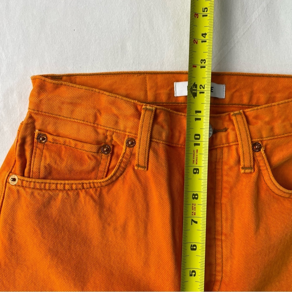 Re/Done Women's Orange Solid Cotton High Rise Raw Hem Straight Leg Jeans Size 25 - Picture 5 of 9